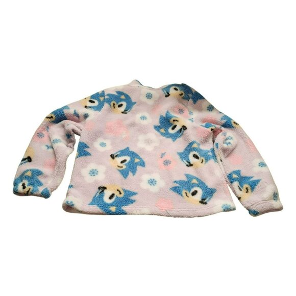 Sonic The Hedgehog Fleece Pullover Jacket XL Pink Blue Floral Cartoon Print - Picture 4 of 4